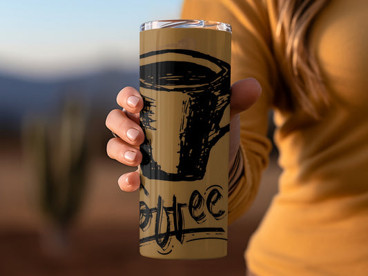Artistic Coffee Sketch Tumbler with Graphic Design