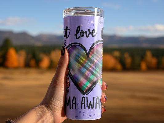 Love Grandma Tartan Heart Insulated Tumbler Cup