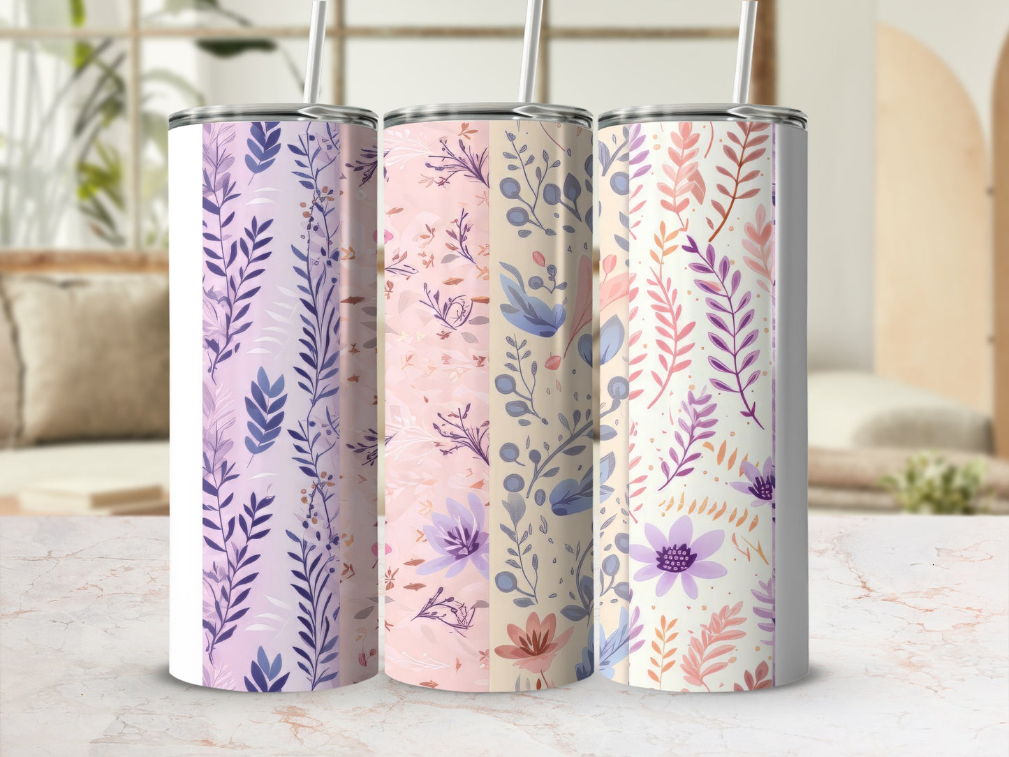 Floral Pattern Insulated Stainless Steel Tumbler Product