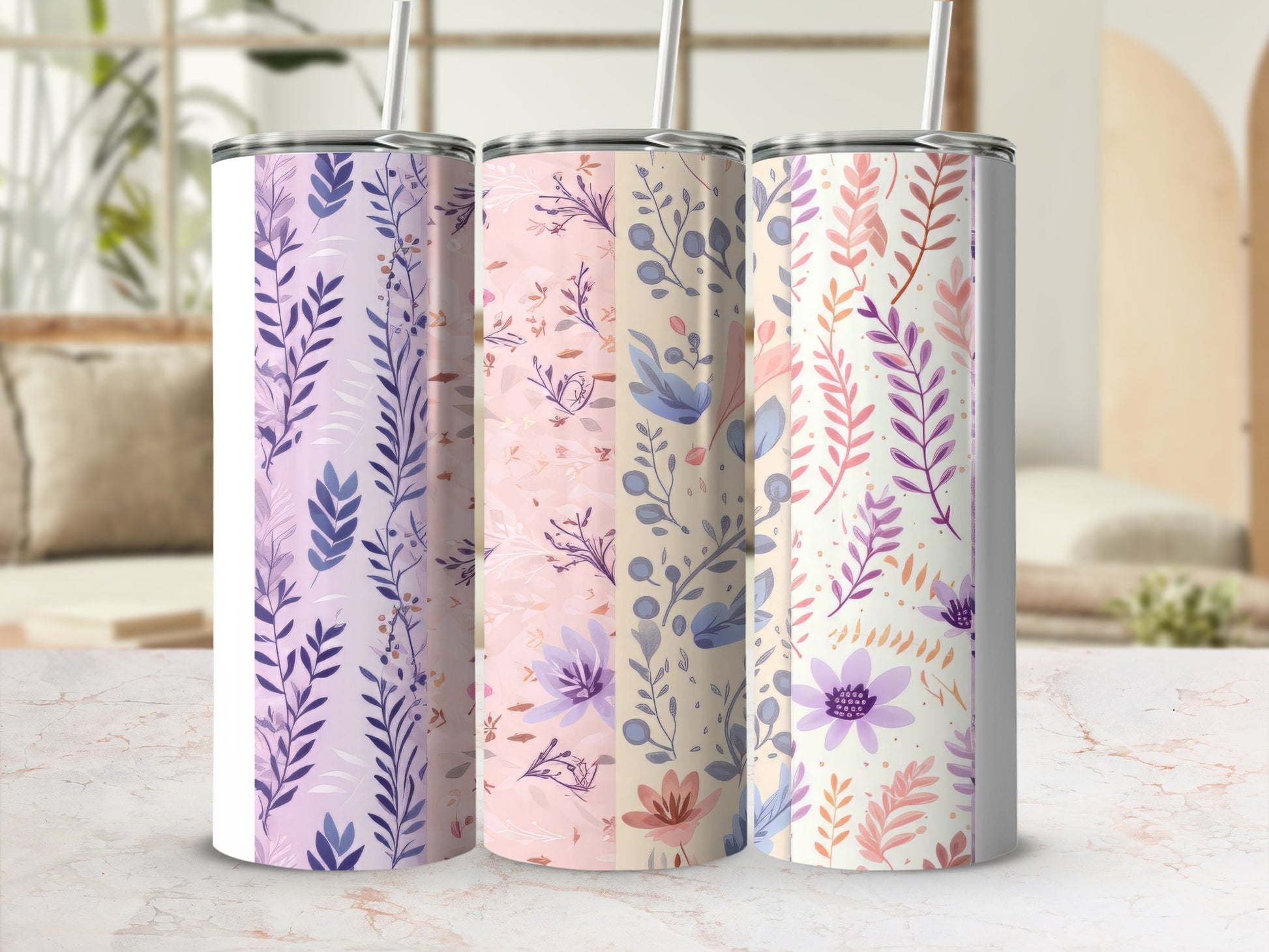 Floral Pattern Insulated Stainless Steel Tumbler Product