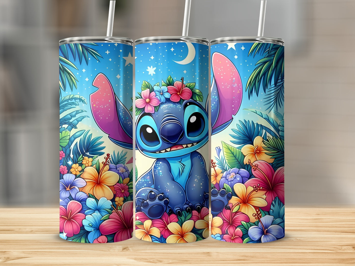 Cute Blue Character with Flower Crown Tumbler Product