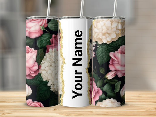 Personalized Floral Print Insulated Tumbler