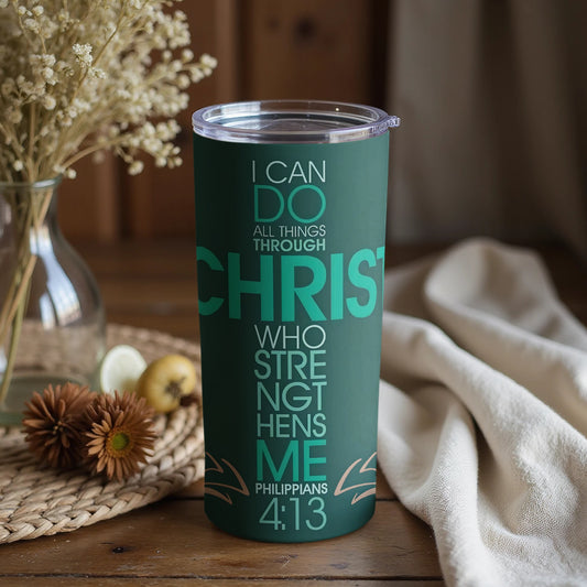 Inspirational Christian Tumbler Featuring Philippians 4:13