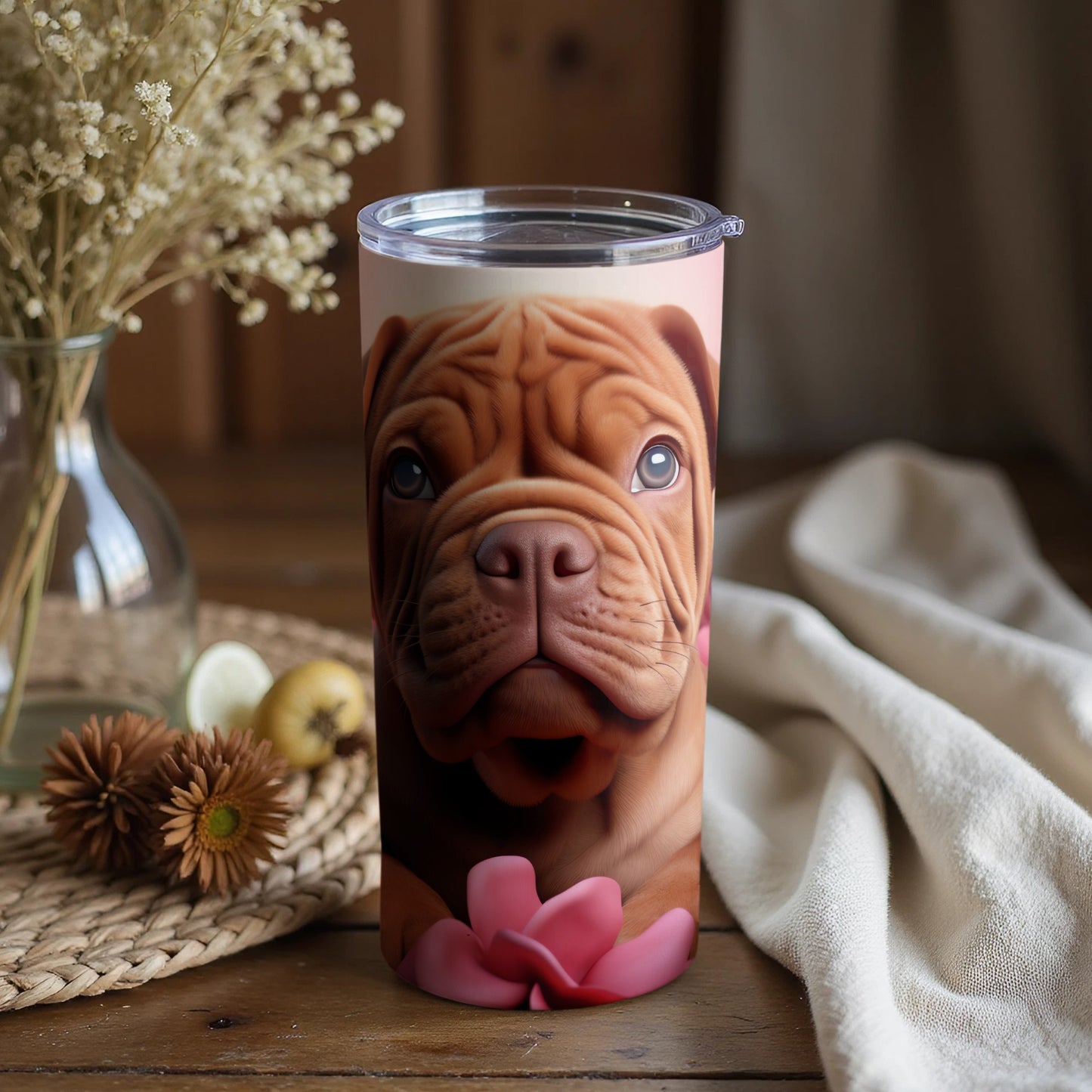 Charming Wrinkled Puppy Pet Graphic Beverage Tumbler product type