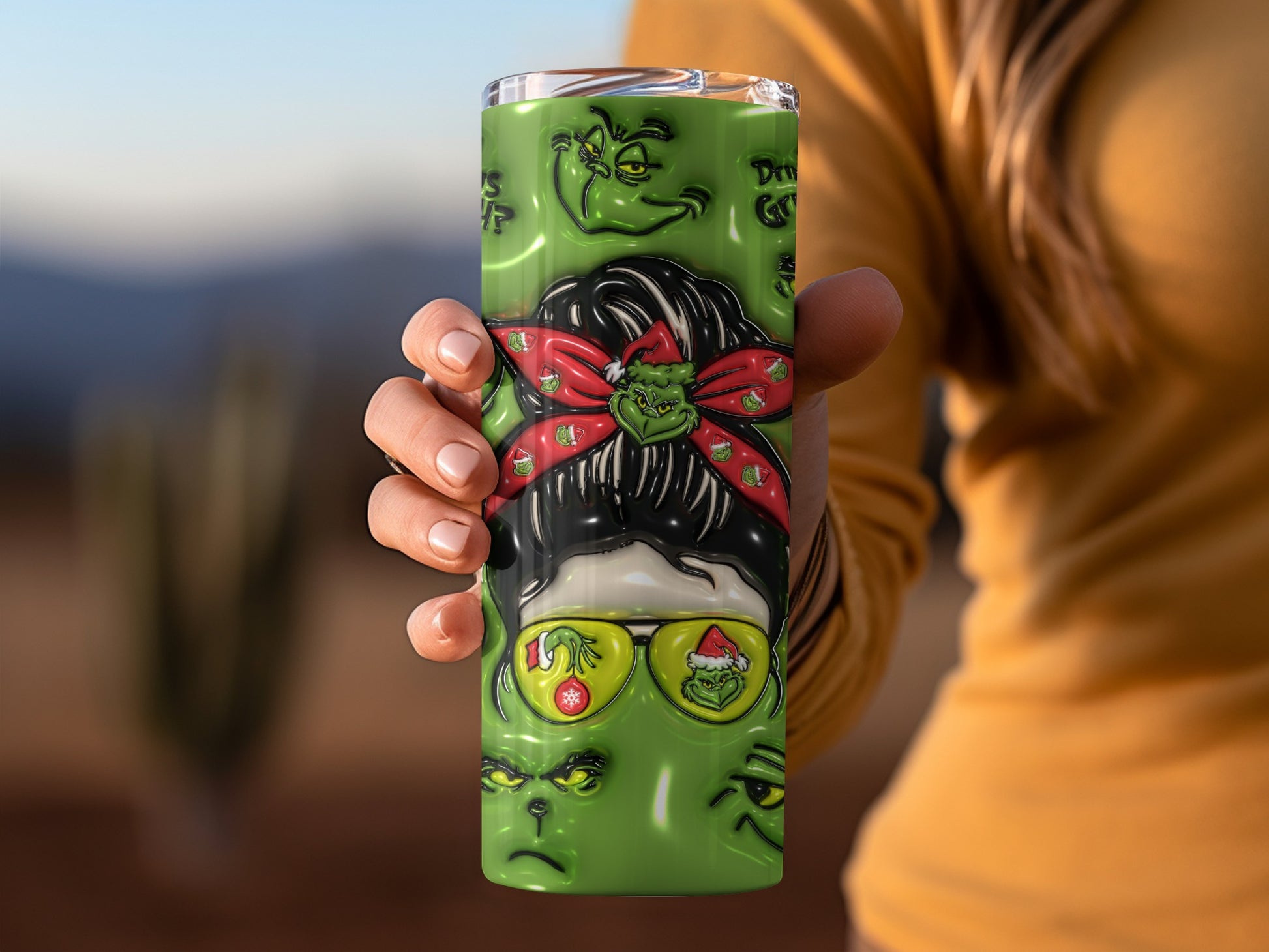 Funny Green Character Themed Insulated Drink Tumbler
