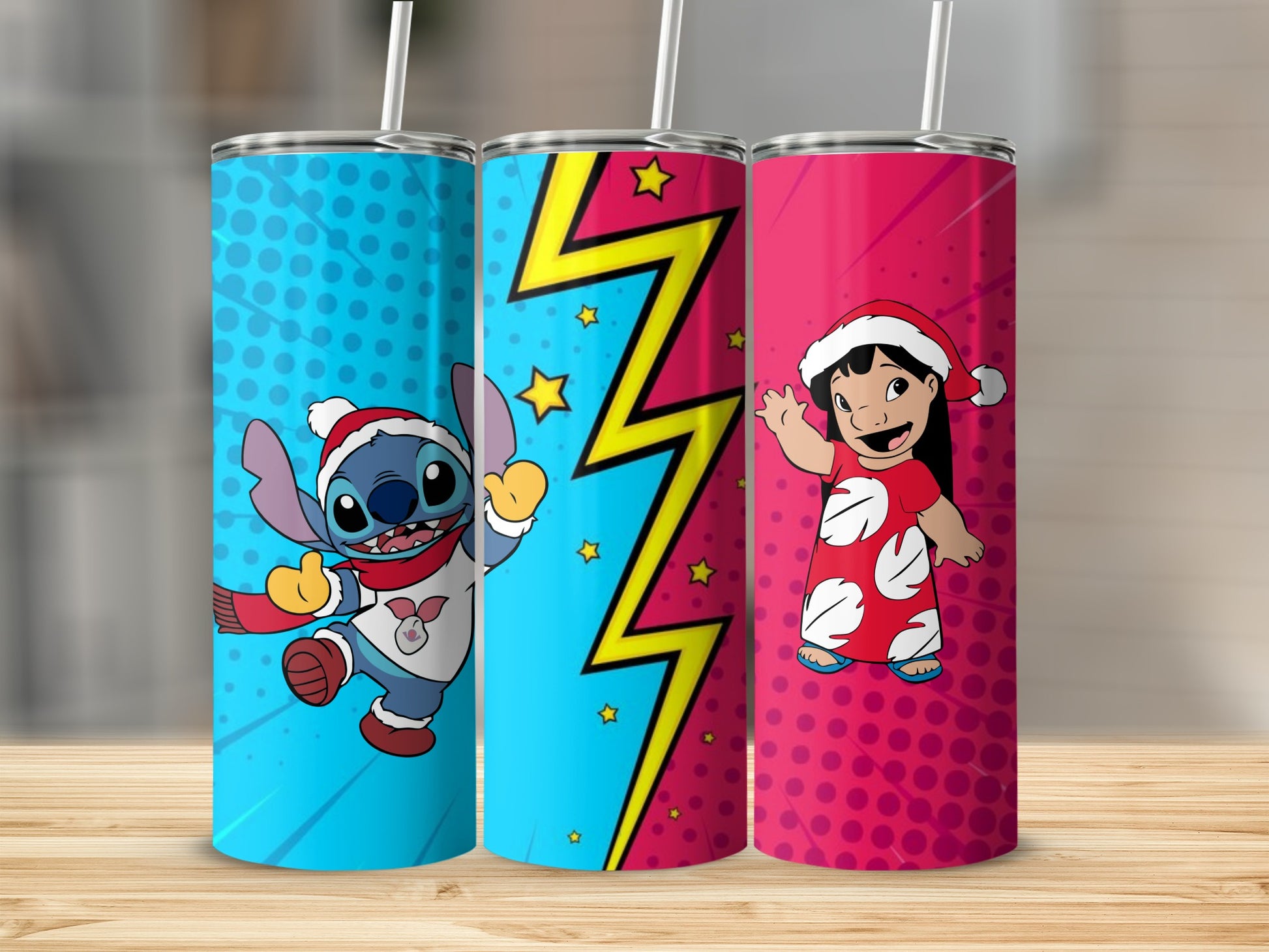 Festive Cartoon Character Stainless Steel Tumbler Set