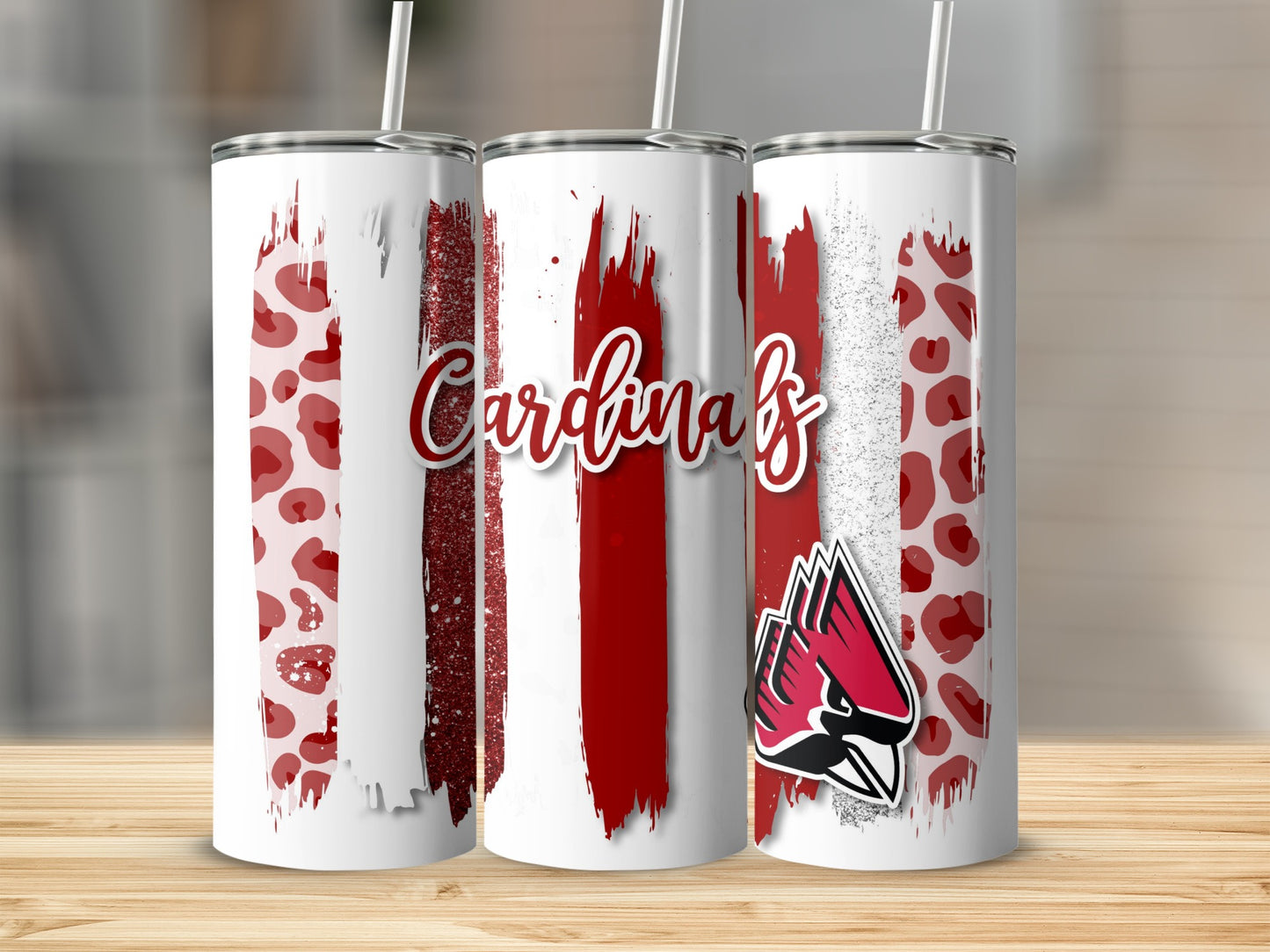 Cardinals Leopard Stripes Design For Sports Fans Tumblers