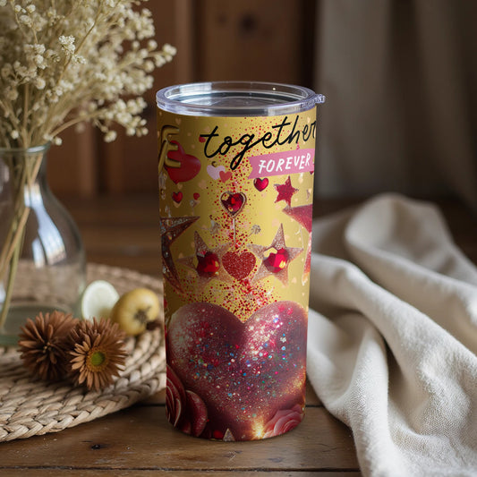 Together Forever Heart Design Tumbler Cup for Gifting