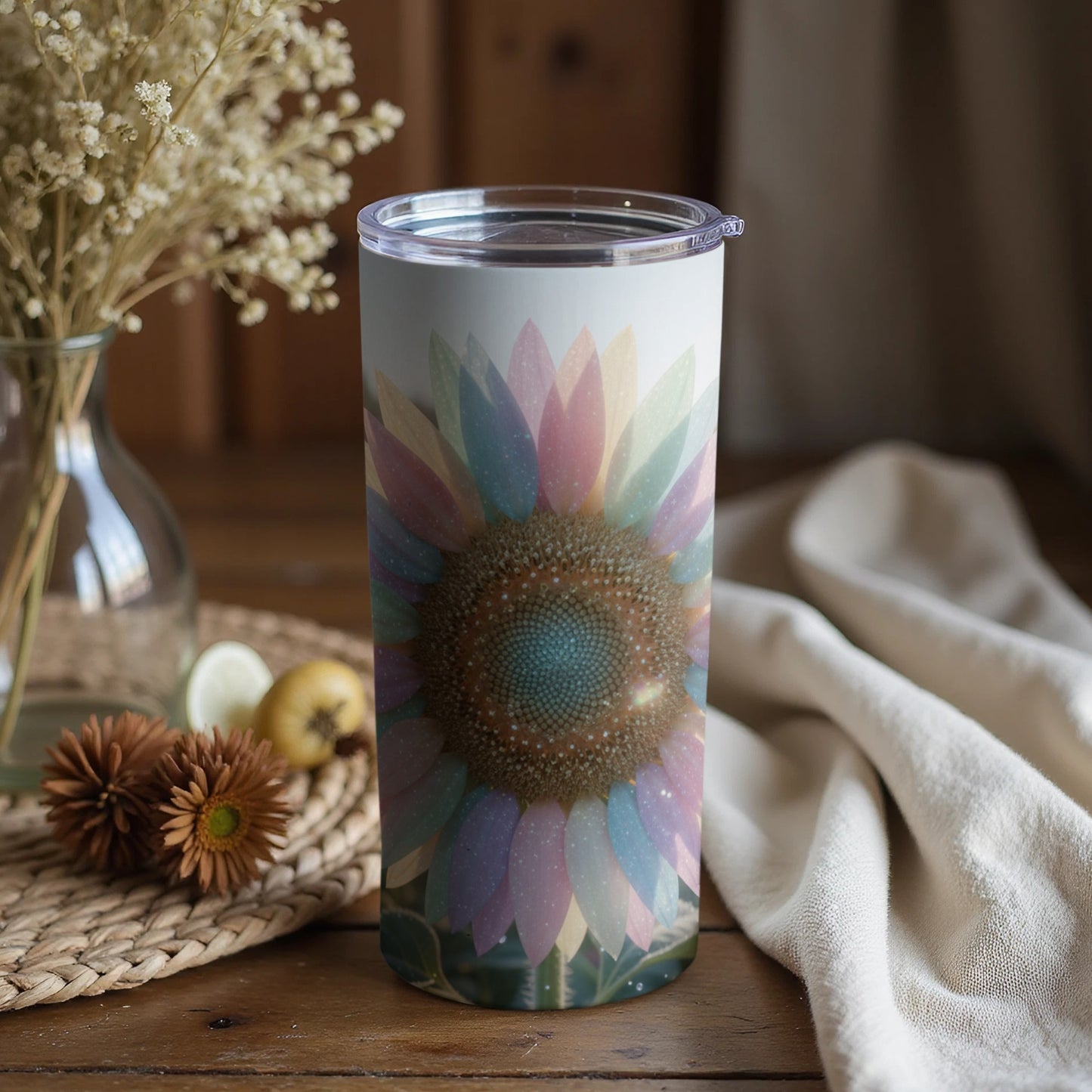 Colorful Sunflower Pattern Tumbler Cup for Beverages