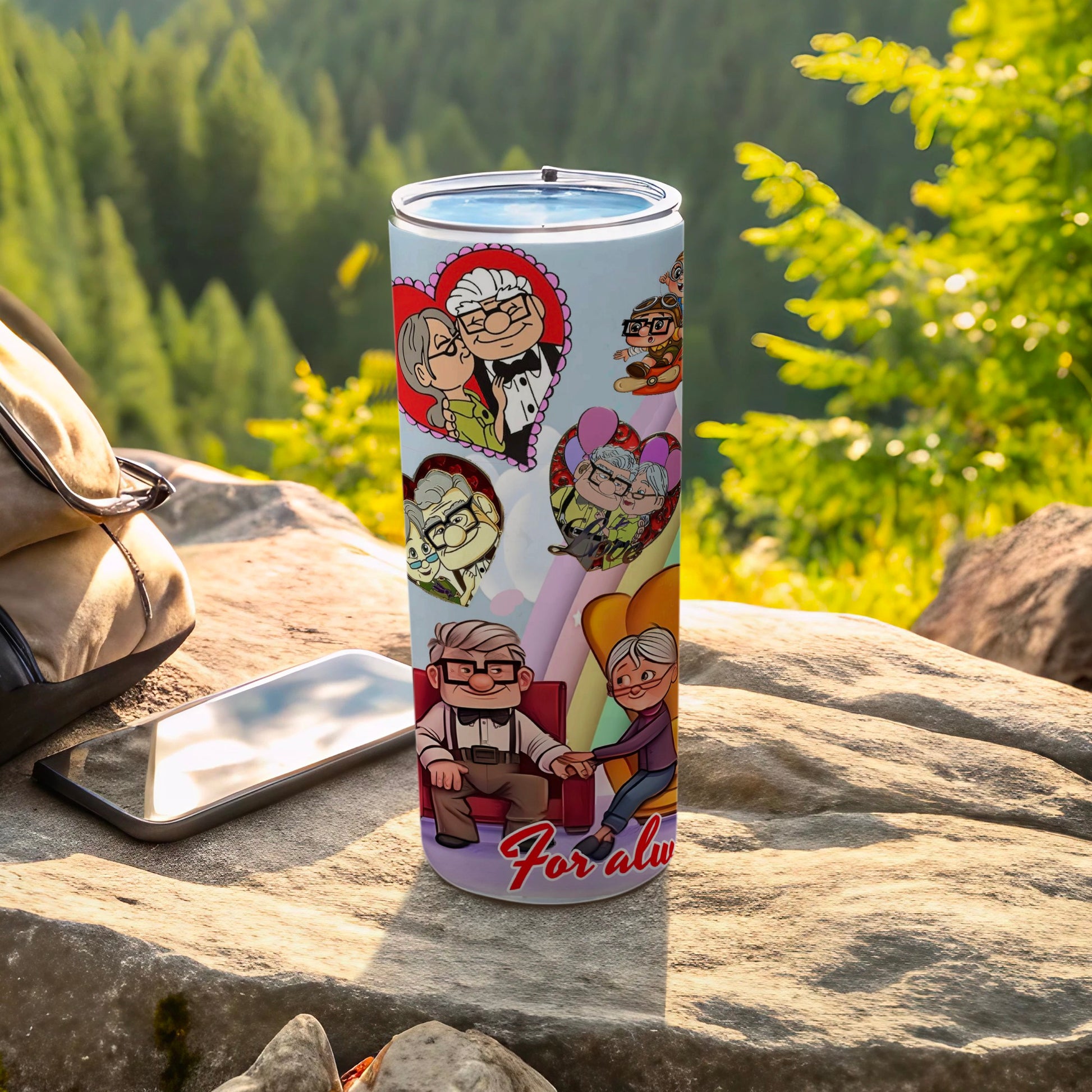 For Always Cute Senior Couple Cartoon Tumbler