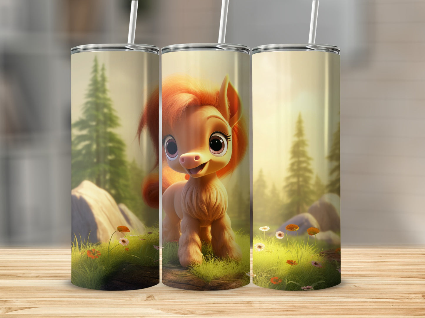 Cute Pony in a Forest Design Insulated Tumbler