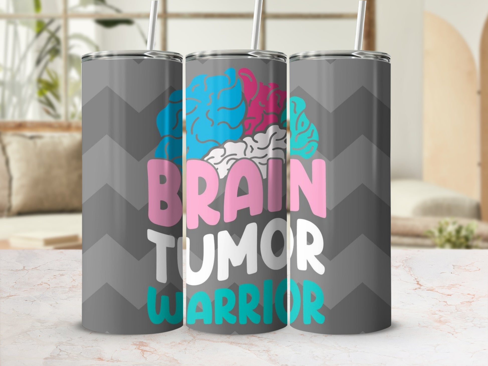 Brain Tumor Warrior Chevrons Tumbler