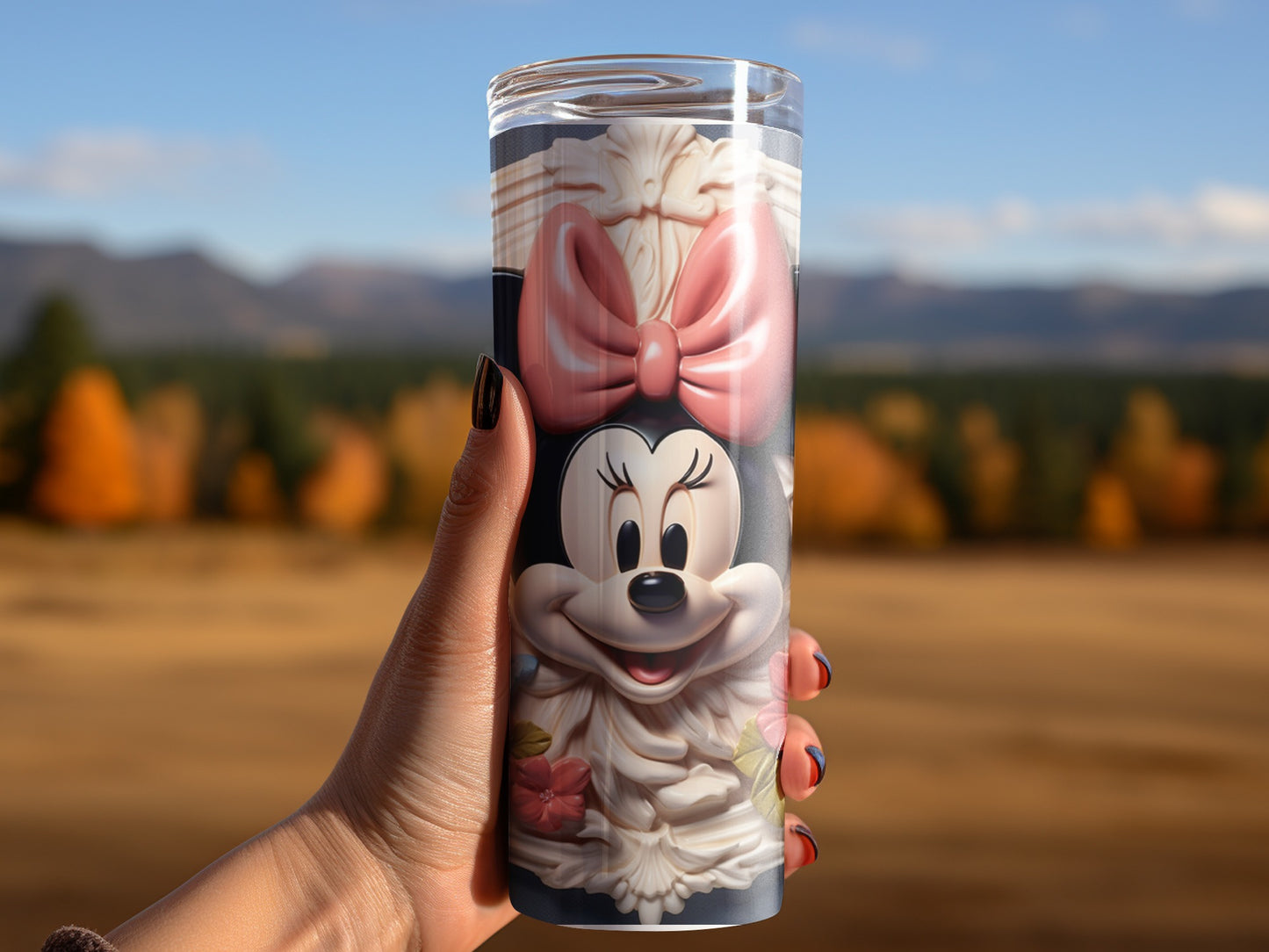 Minnie Mouse Tumbler with Large Pink Bow and Smile