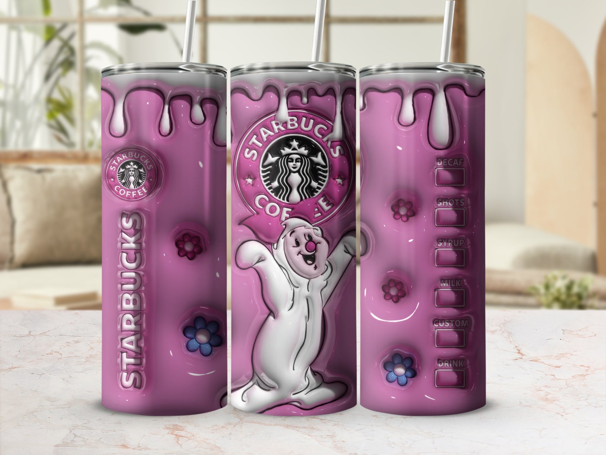 Starbucks Coffee Cartoon Design Insulated Tumbler Cup
