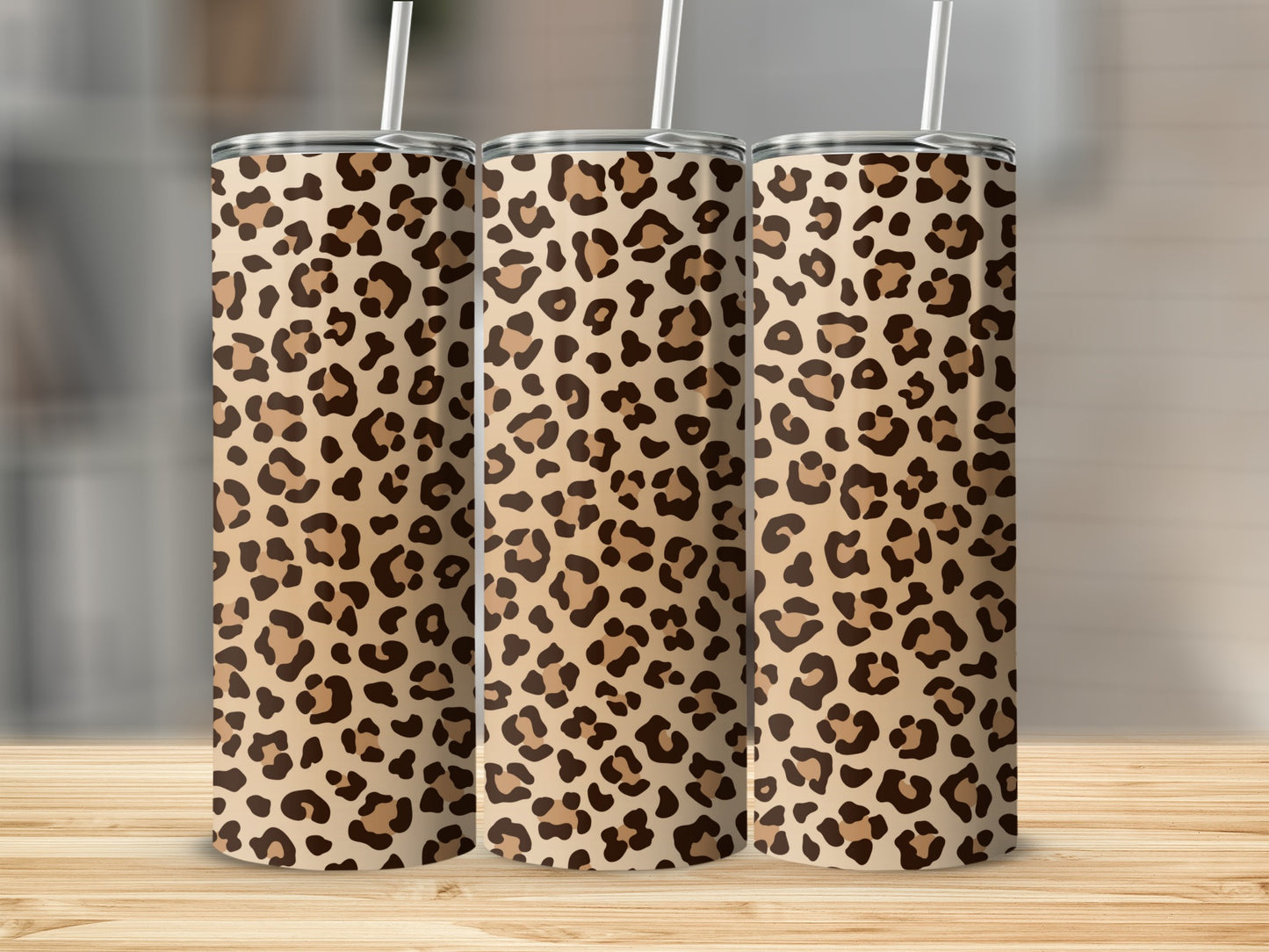 Leopard Print Tall Tumbler with Straw product