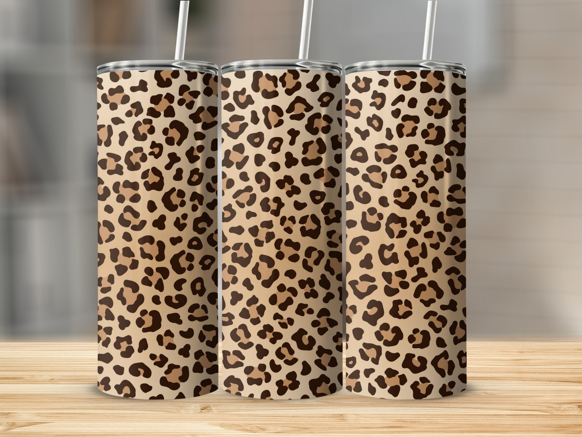 Leopard Print Tall Tumbler with Straw product