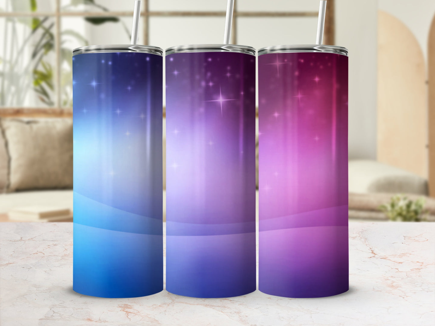 Gradient Starry Sky Design Tumbler Cup