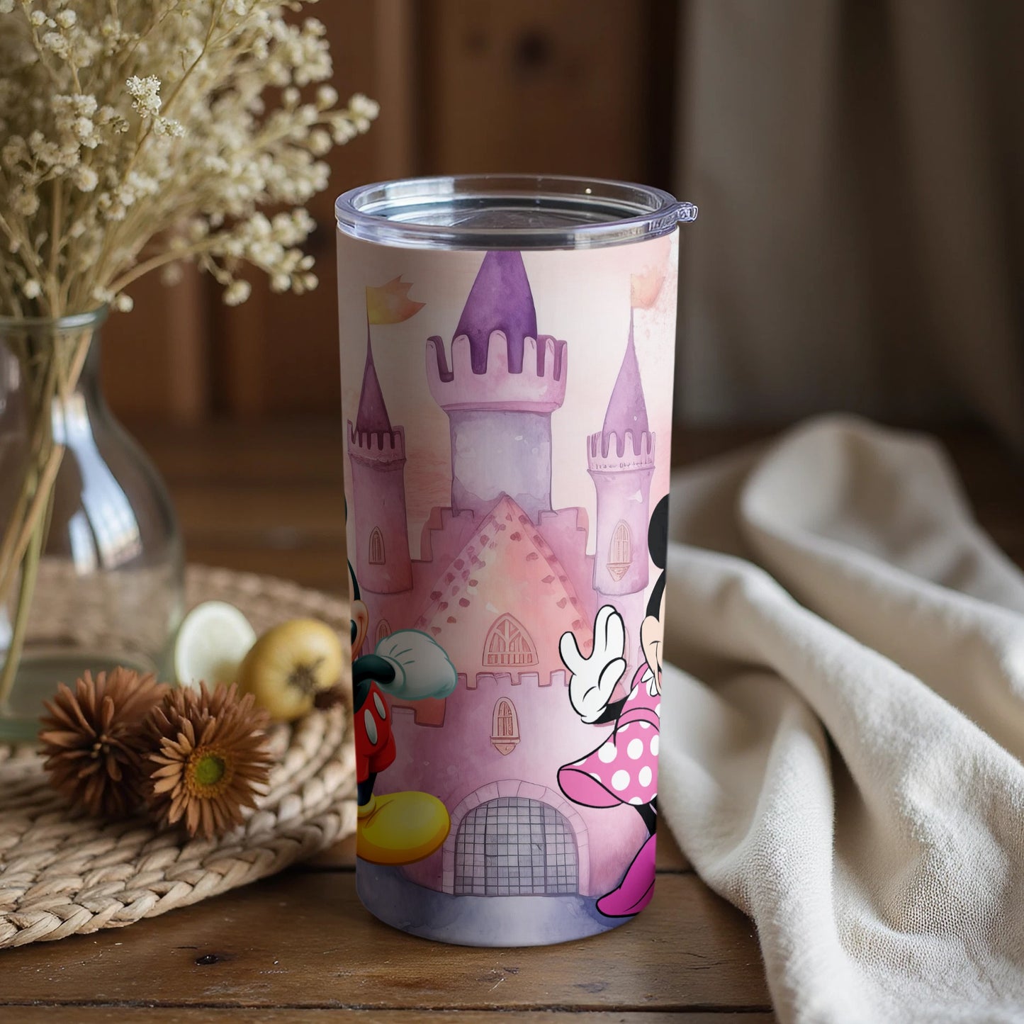 Cartoon Castle Themed Travel Mug With Fun Prints