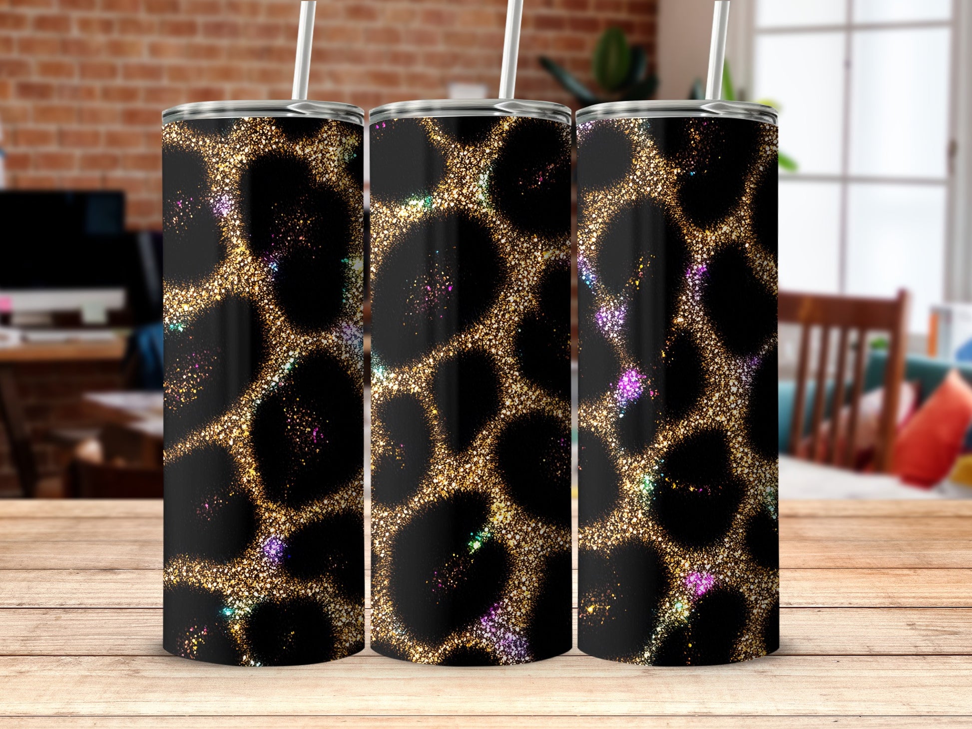 Sparkling Leopard Print Skinny Tumbler Product
