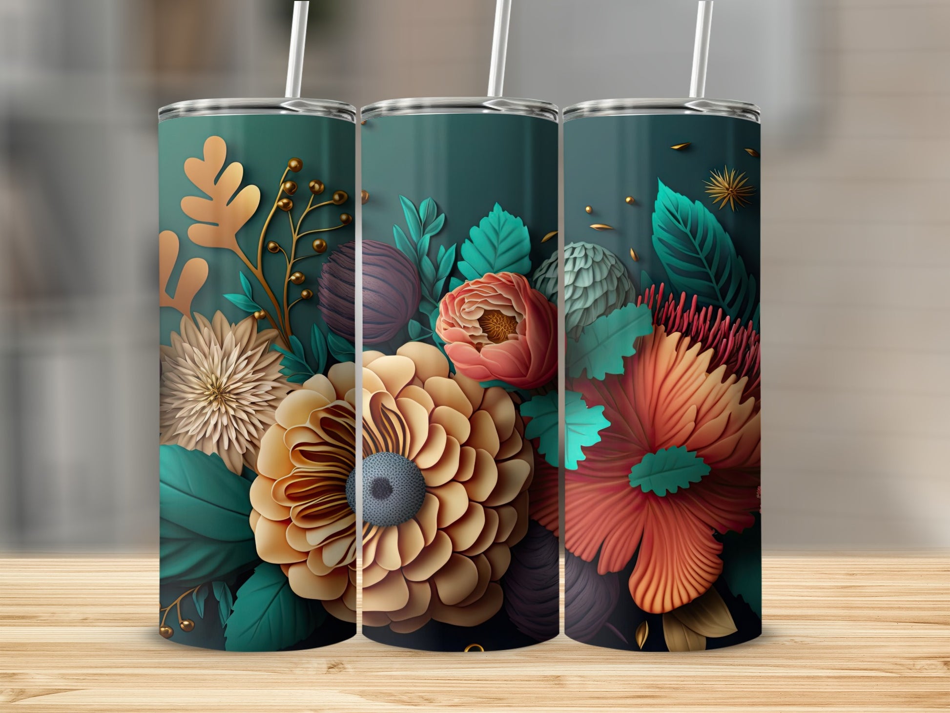 Elegant Floral Design Tumbler for Stylish Hydration