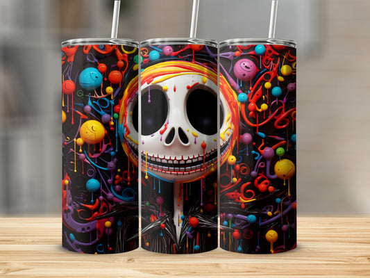 Colorful Skeleton Art Tumbler with Bright Design