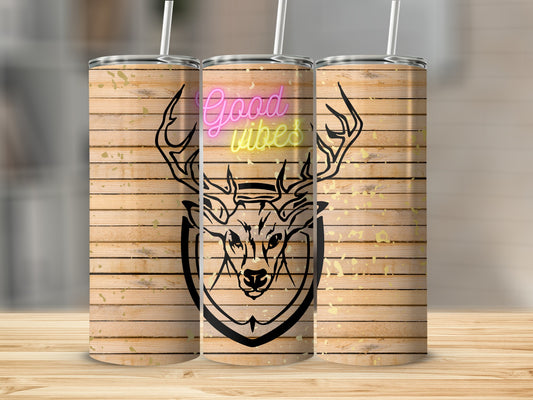 Deer Antler Design Good Vibes Insulated Tumbler Cup