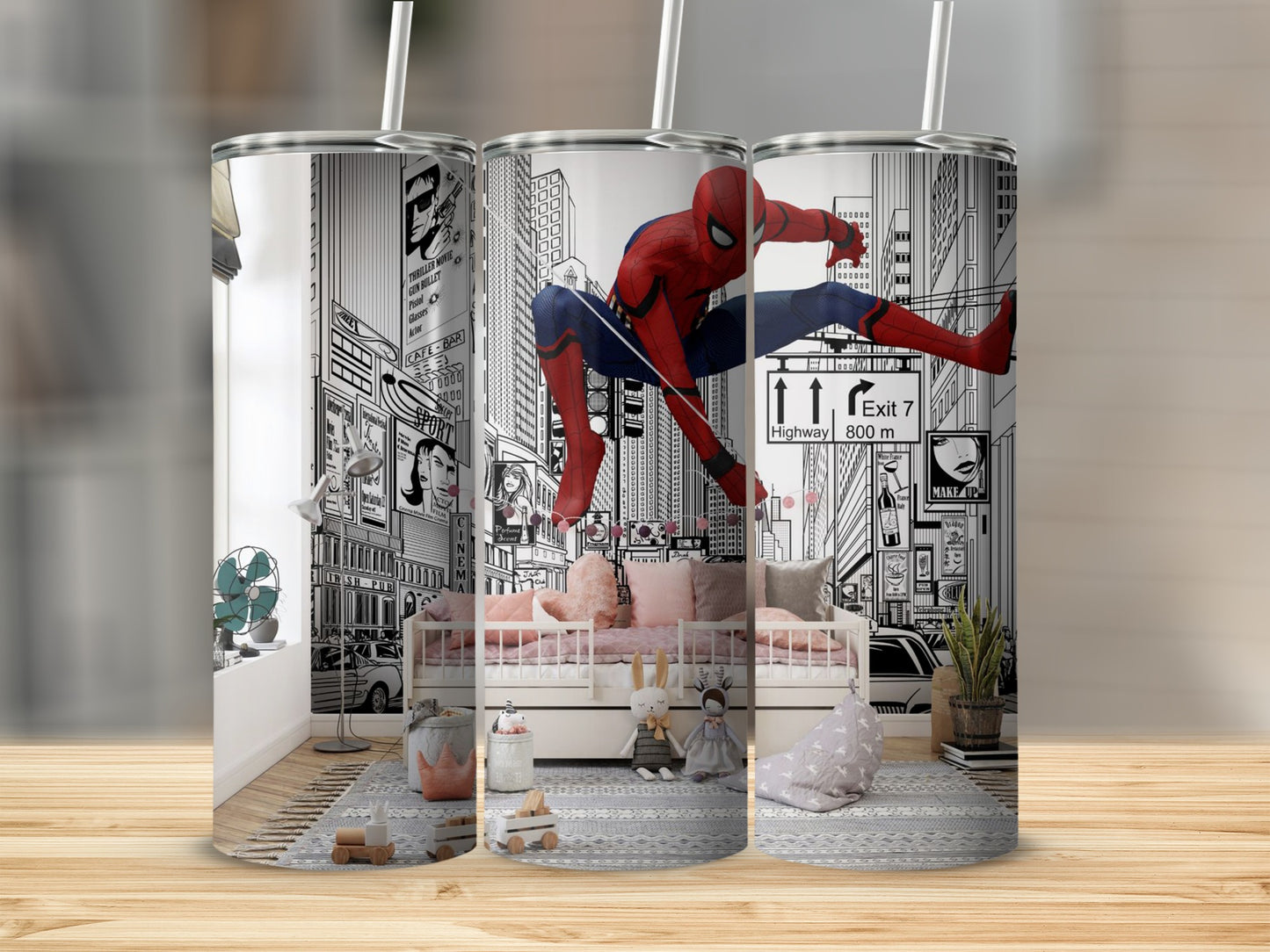 Spider-Man Wall Art Tumblers for Kids Room Decor