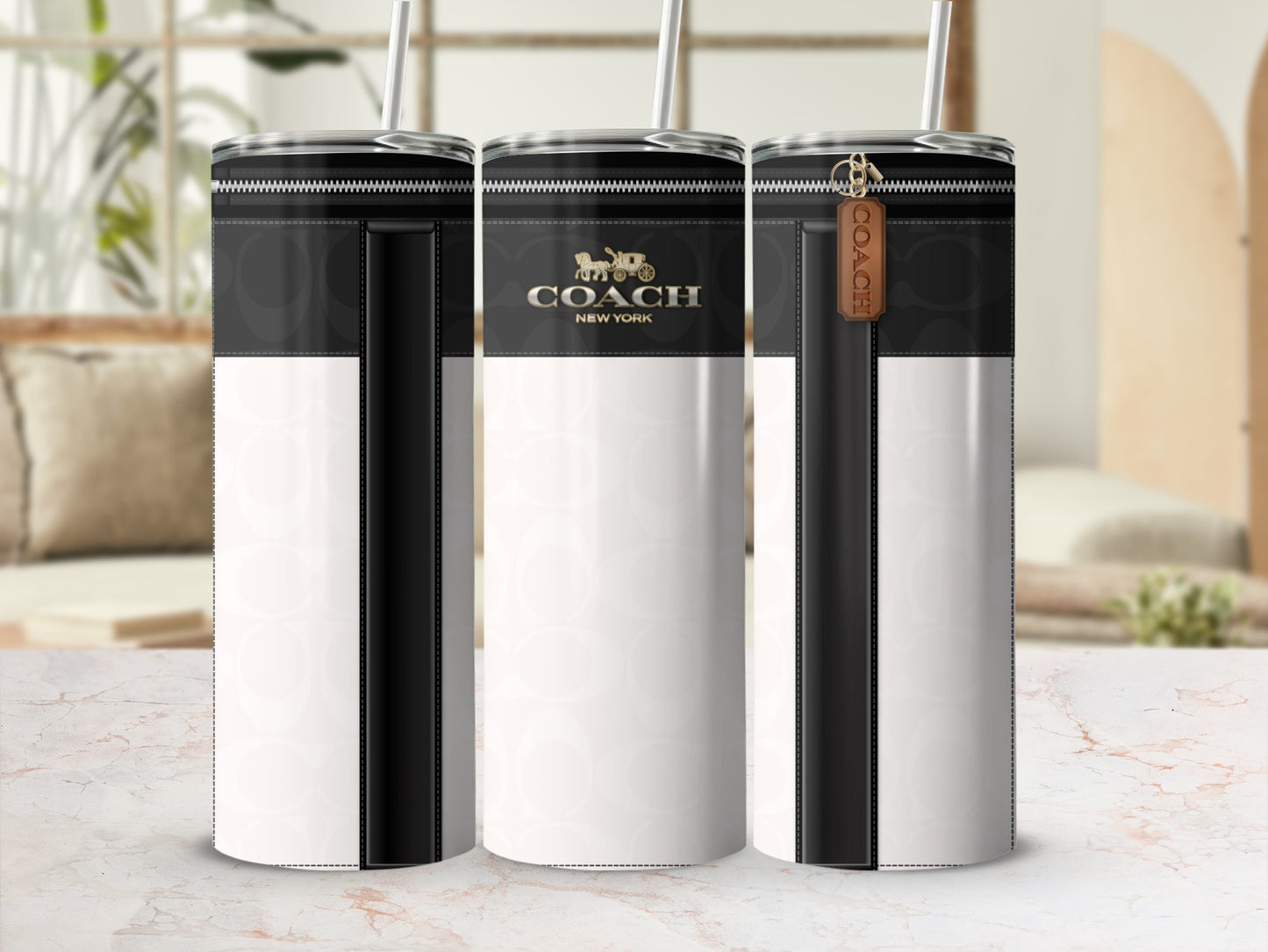 Elegant Coach New York Zipper Design Tumbler Cup