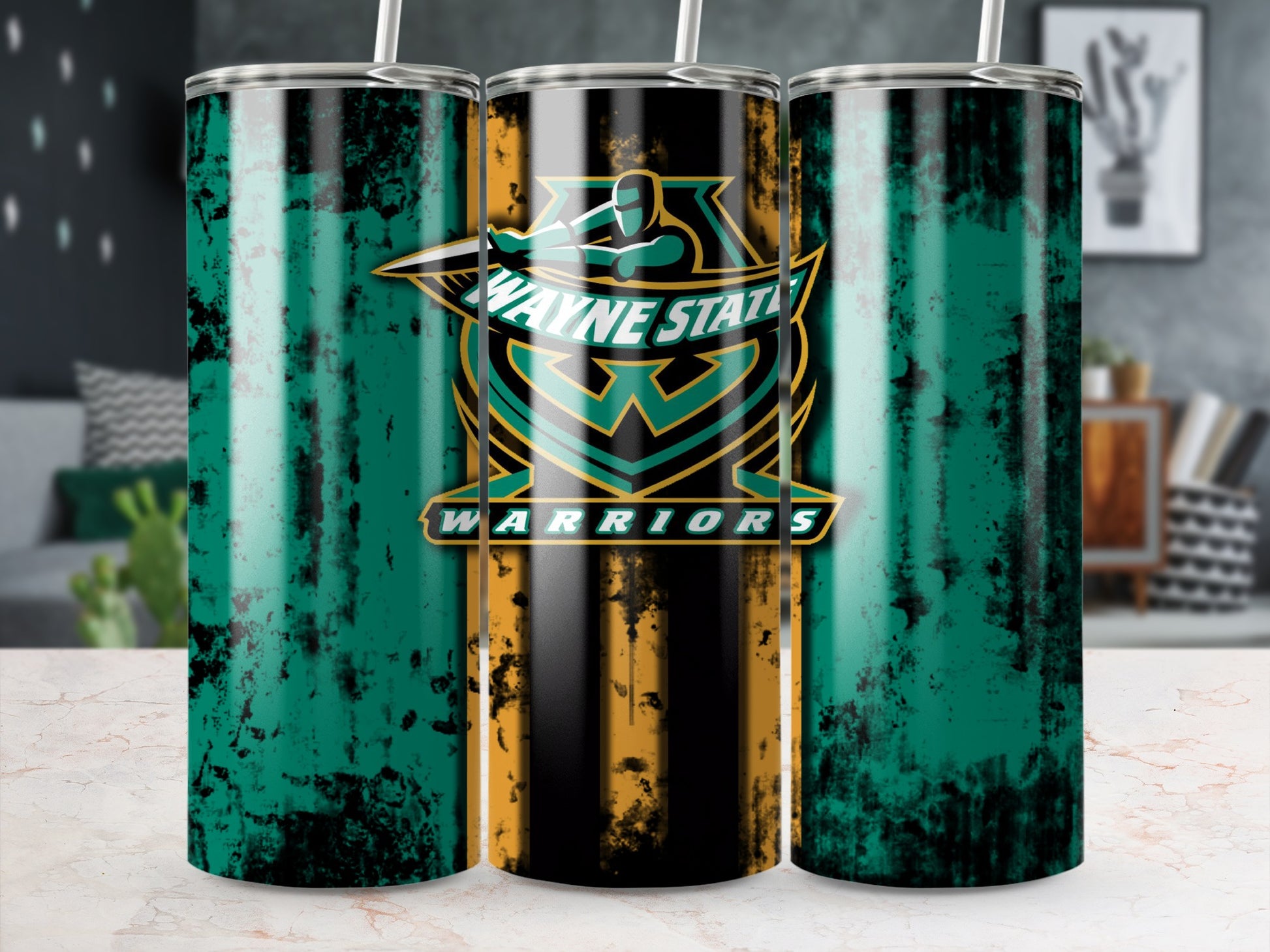 Wayne State Warriors Custom Tumbler Cup Design