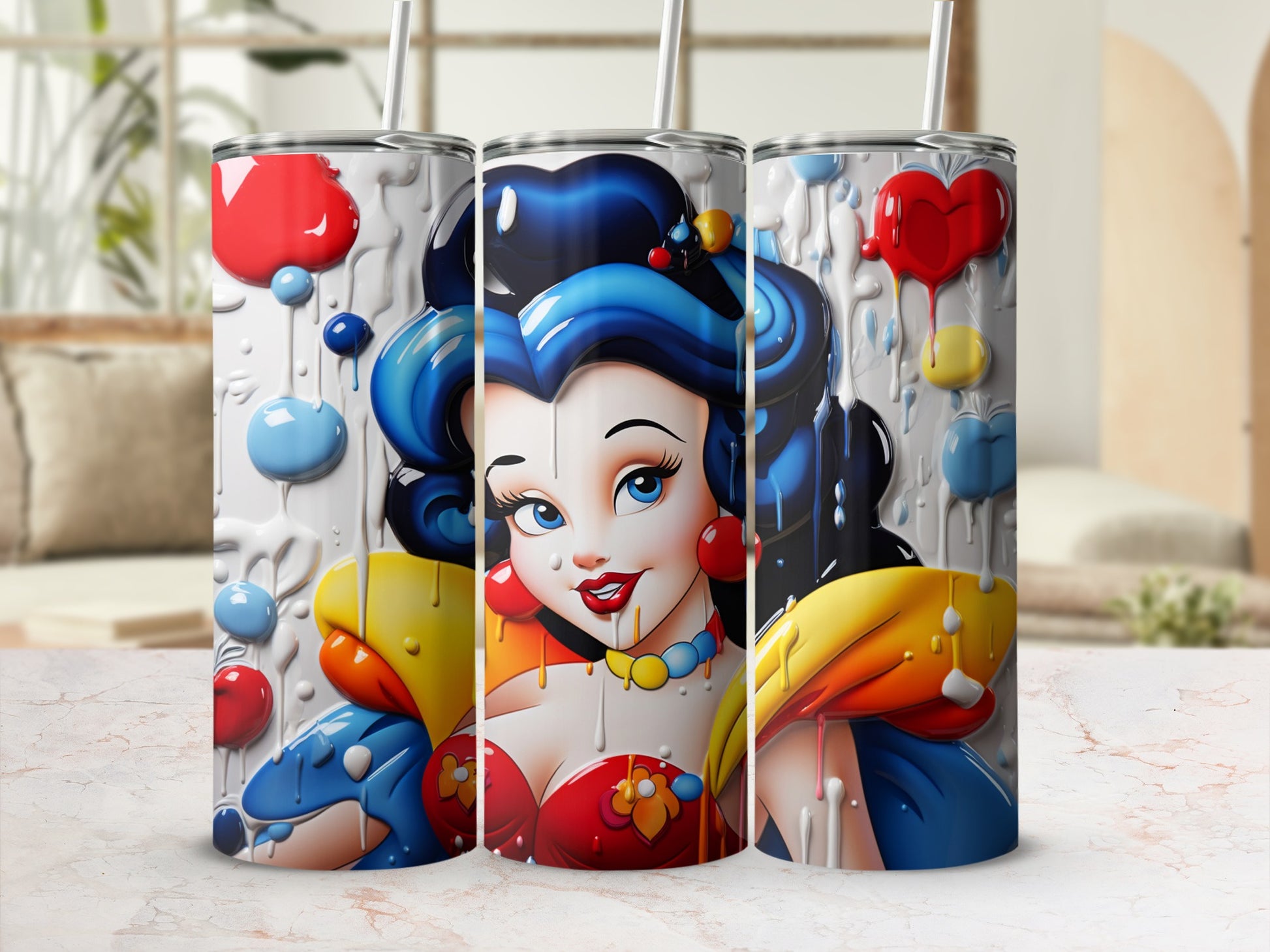 Vibrant Princess Design Insulated Tumbler Cup for Drinks