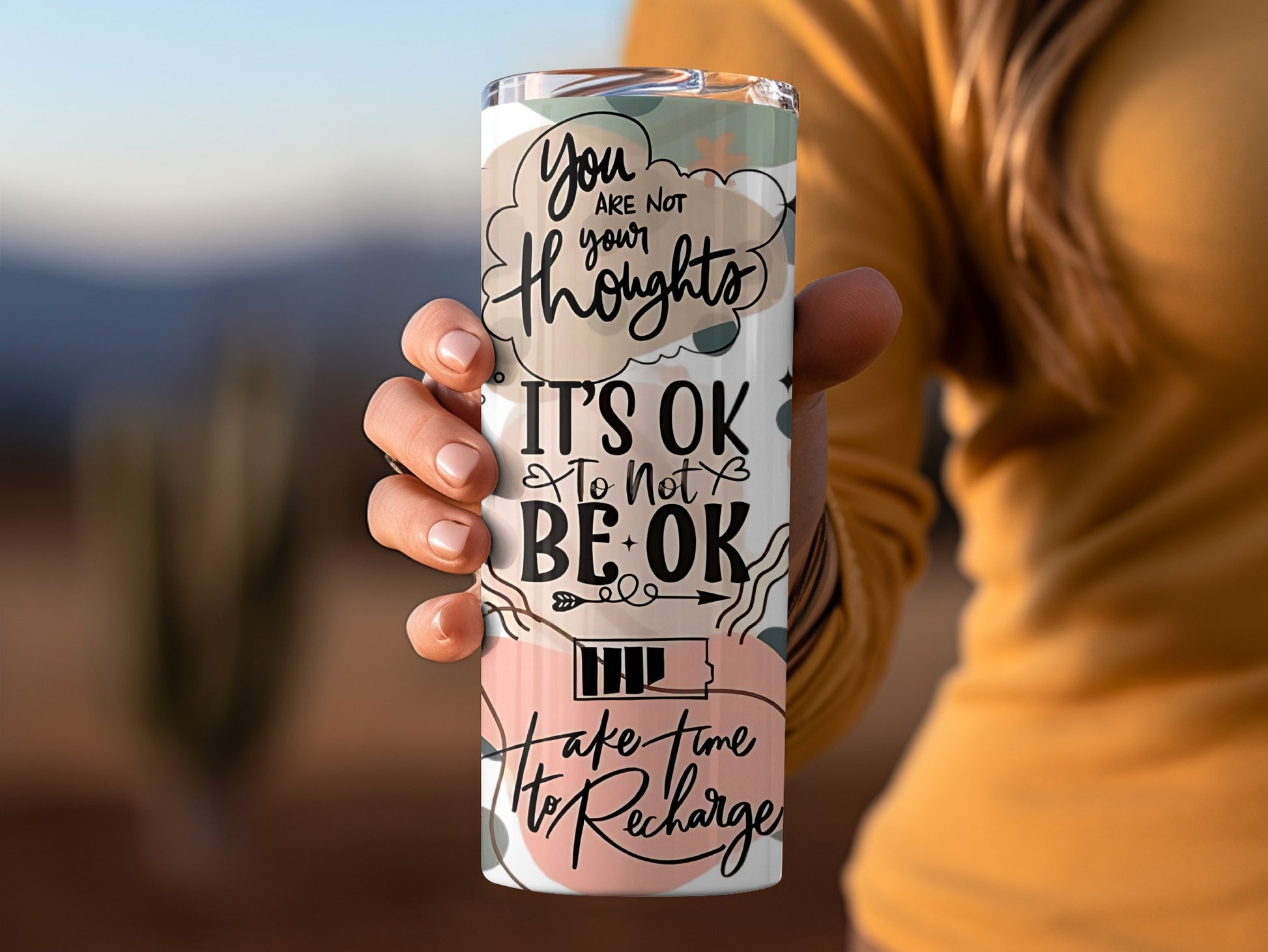 Inspirational Quote Design Take Time To Recharge Tumbler