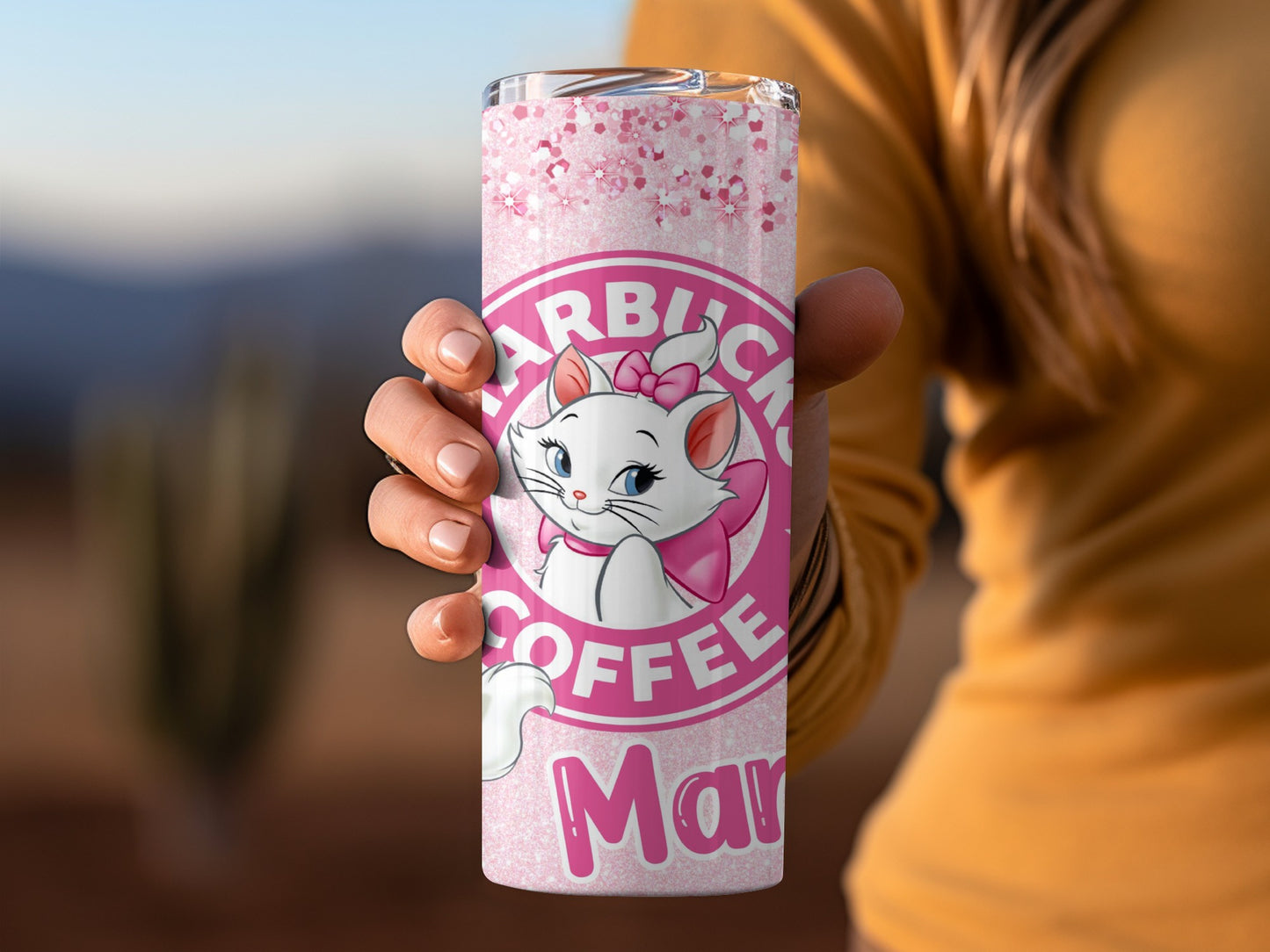 Starbucks Coffee Cat Design Pink Tumbler