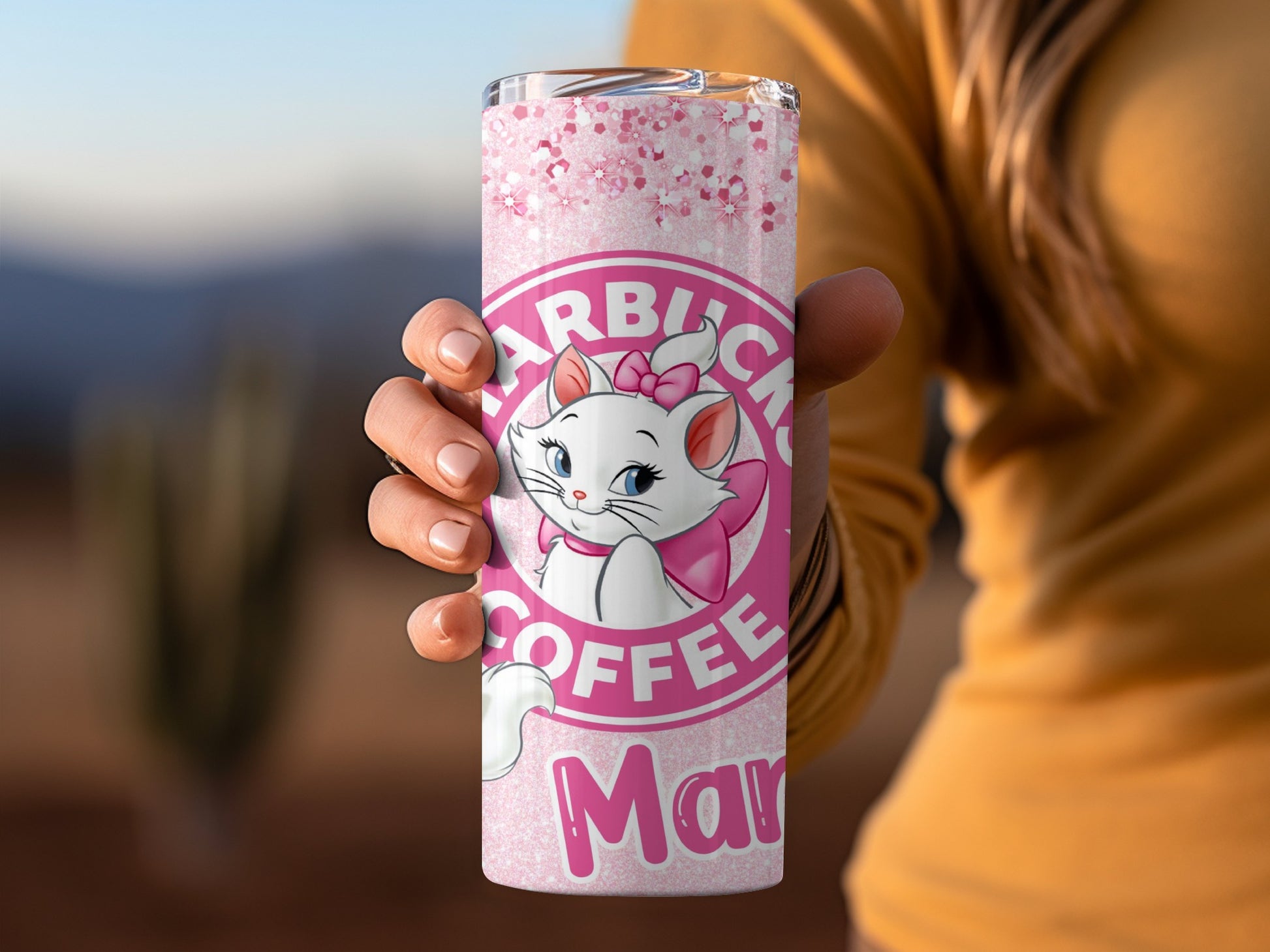 Starbucks Coffee Cat Design Pink Tumbler