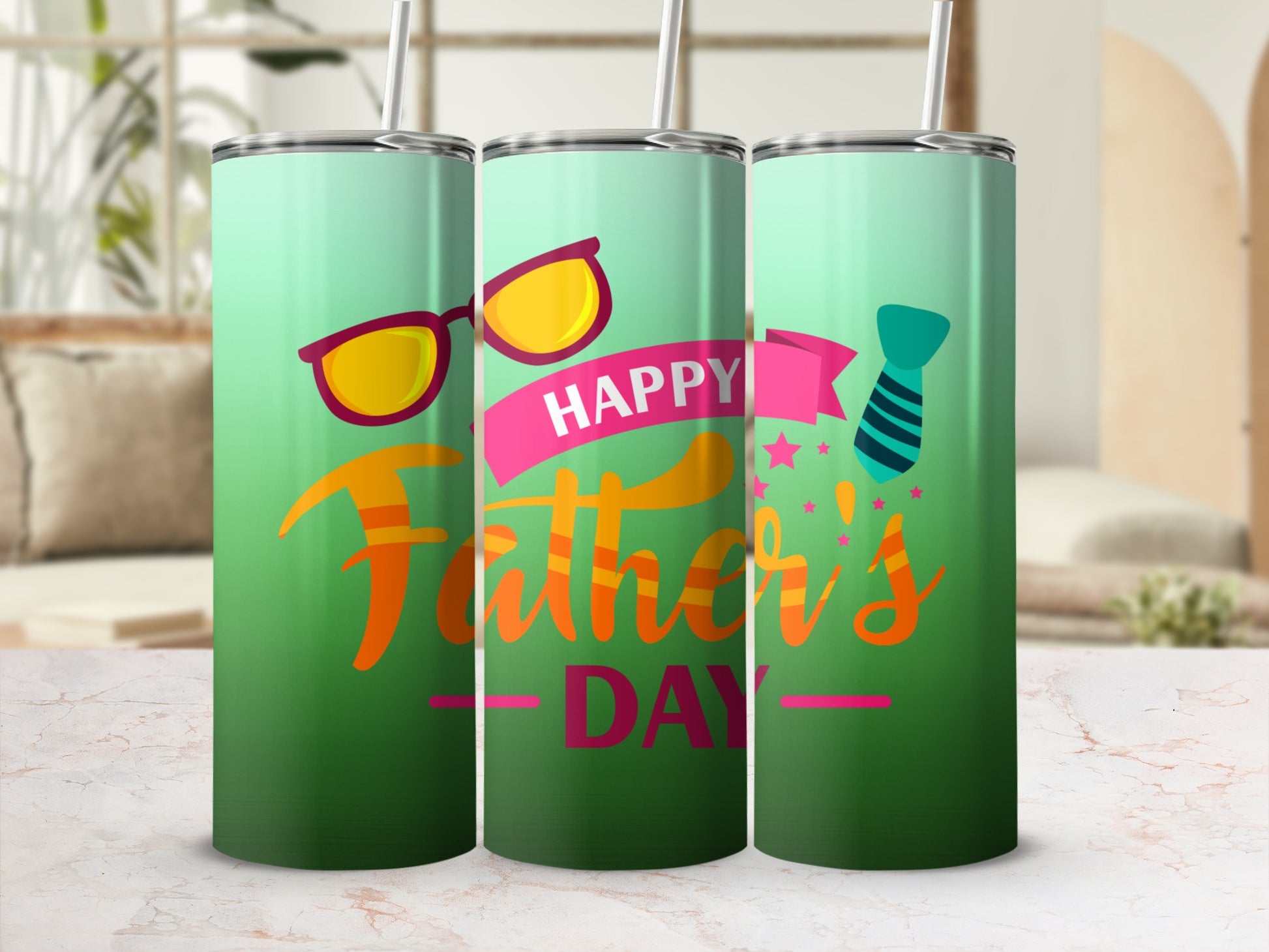 Happy Father's Day Green Gradient Tumbler