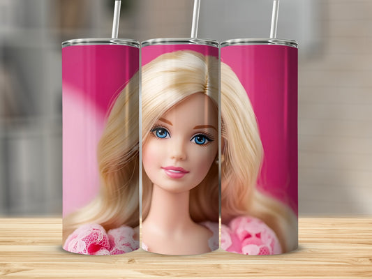 Barbie Blonde Haired Doll in Pink Top Fashion Tumblers