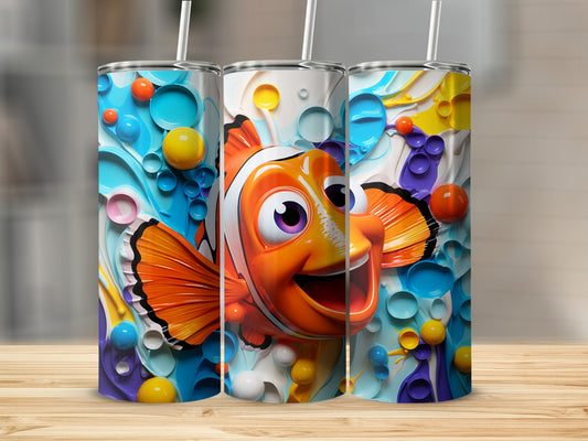 Colorful Fish Theme Kids Tumbler with Straw Fun Design