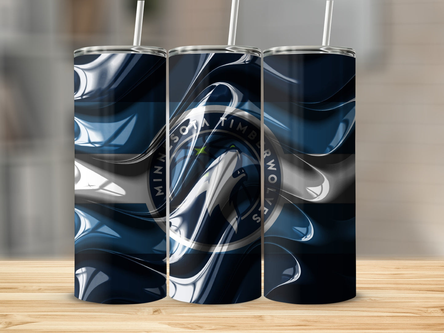 Minnesota Timberwolves Abstract Wavy Design Cool Tumblers