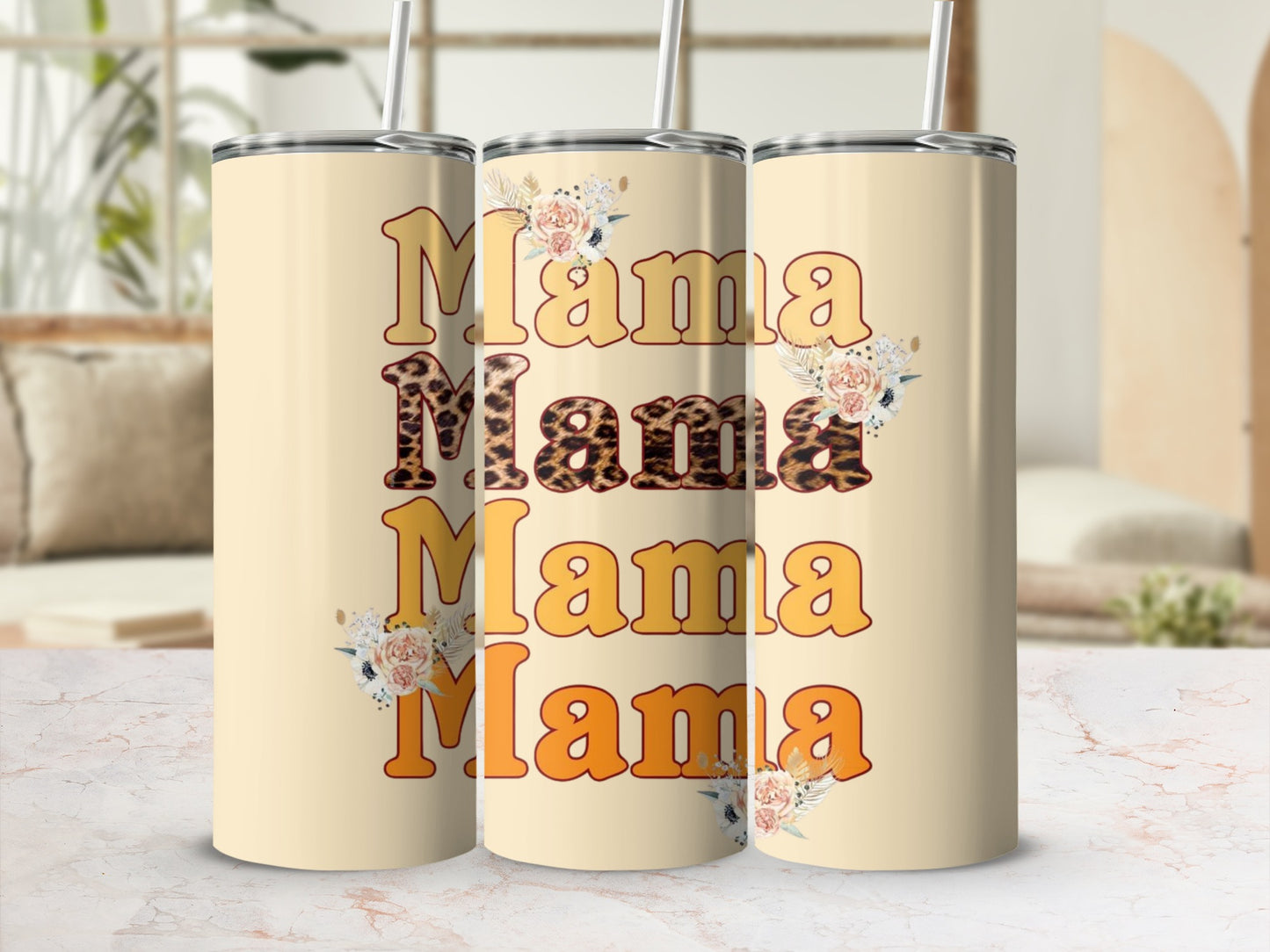 Mama Floral Theme Design Insulated Tumbler