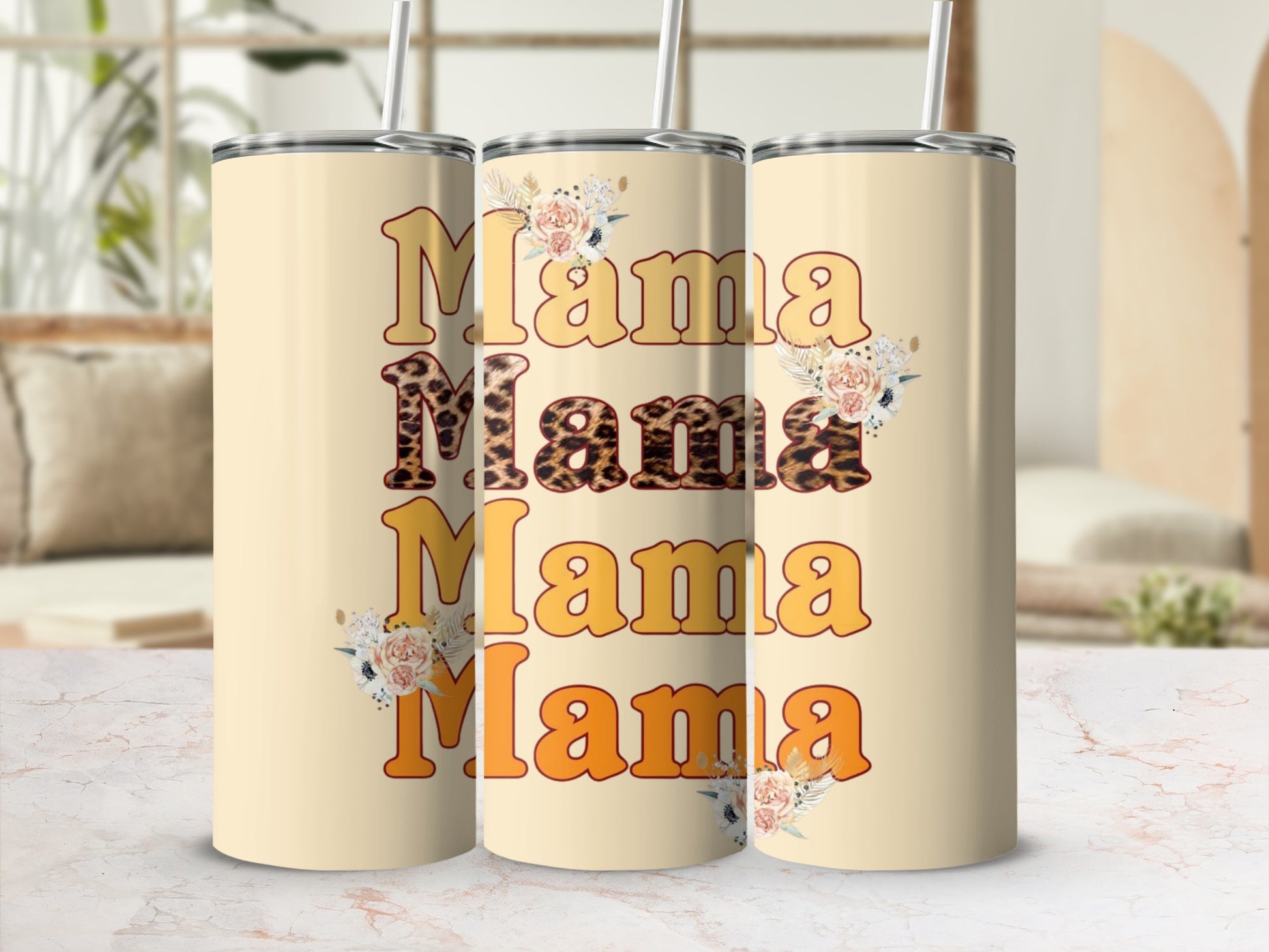Mama Floral Theme Design Insulated Tumbler