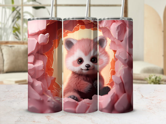 Adorable Red Panda Design Tumbler with Straw