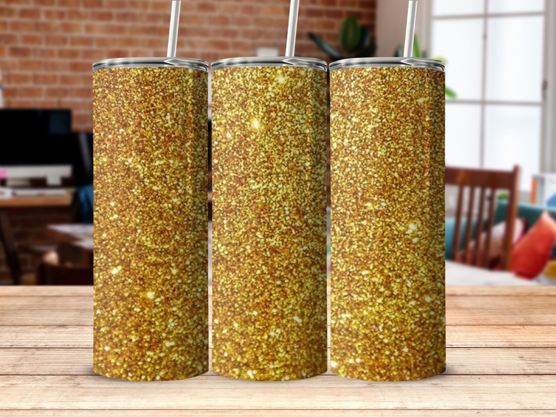 Glittery gold sparkle tumbler for a unique stylish look
