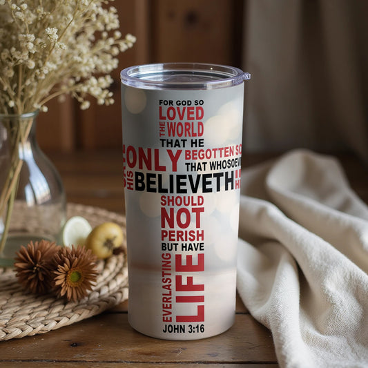 Bible Verse Inspired Travel Tumbler with John 3:16 Quote