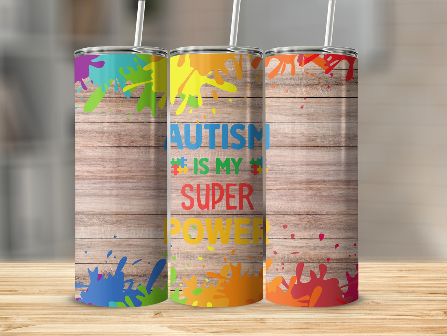 Colorful Autism Is My Superpower Design Tumbler