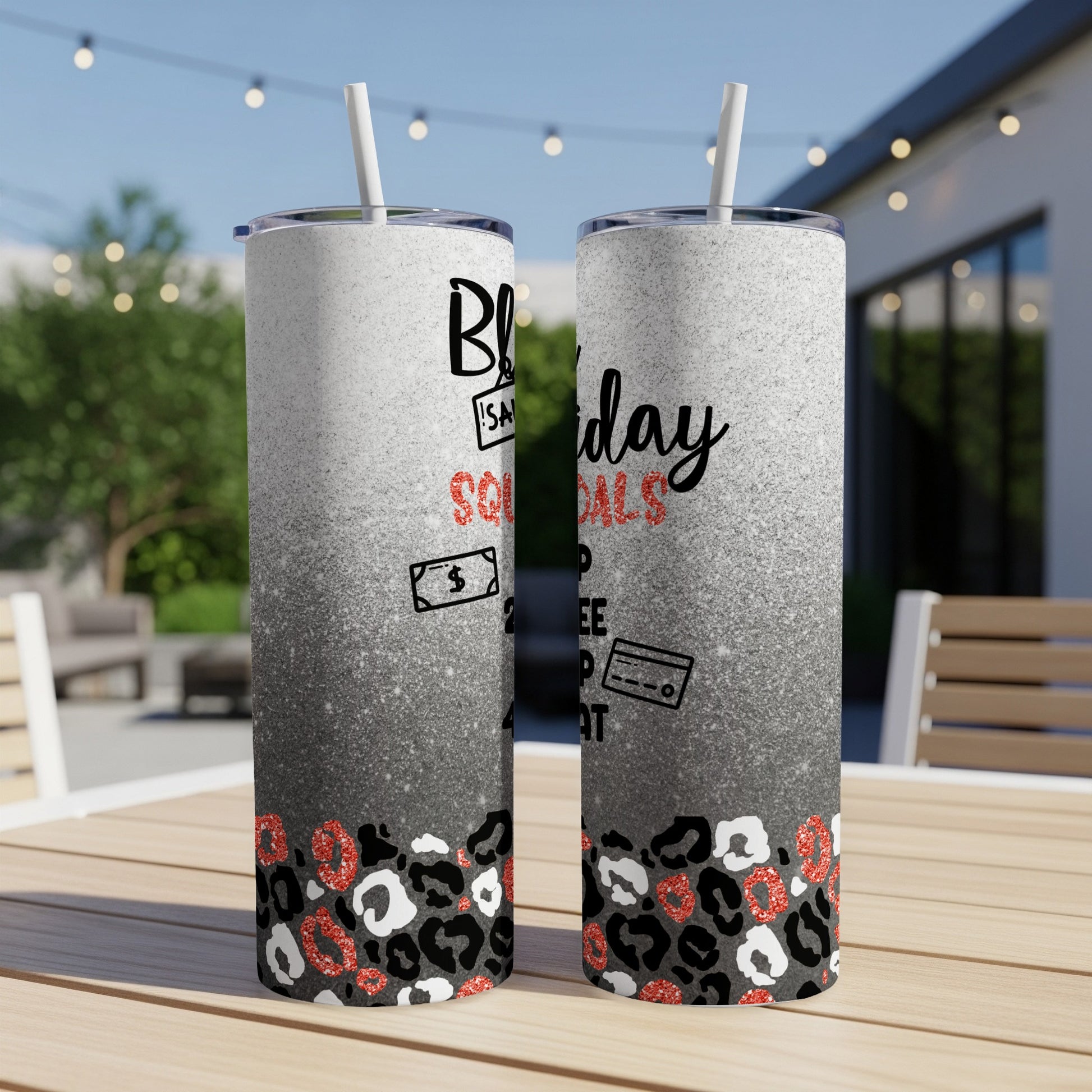 Black Friday 2022 "Squad Goals" tumbler with leopard print.