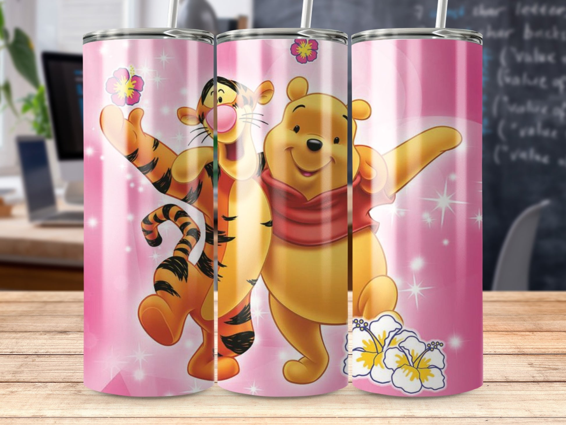 Cheerful Winnie the Pooh and Tigger Tumbler