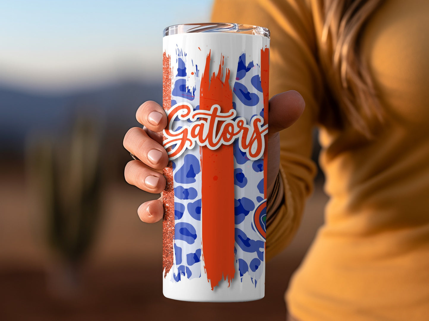Florida Gators Animal Print Brushstrokes Design Tumblers