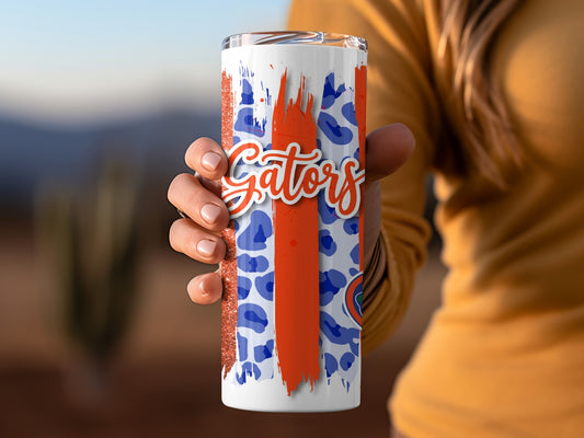 Florida Gators Animal Print Brushstrokes Design Tumblers