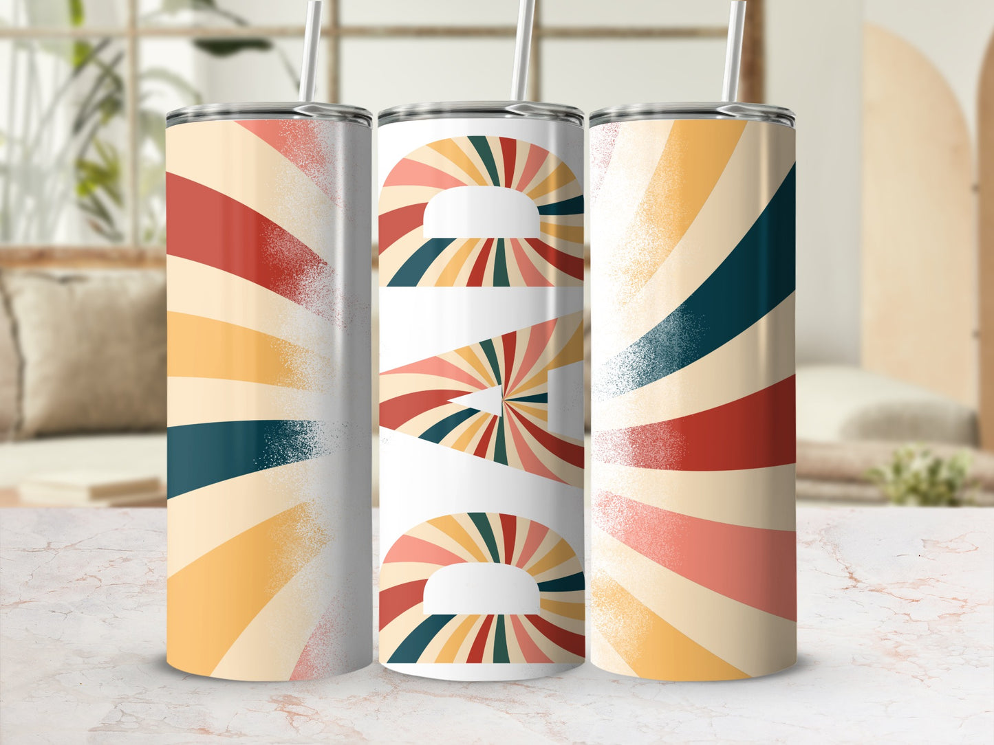 Colorful Retro Abstract Striped Tumbler Design