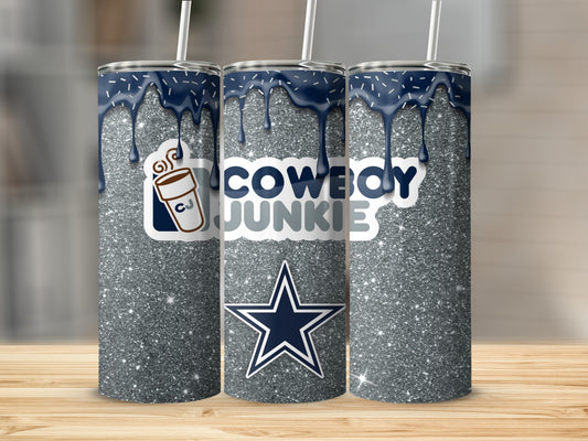 Cowboy Junkie Glitter Star Steel Tumbler 20oz