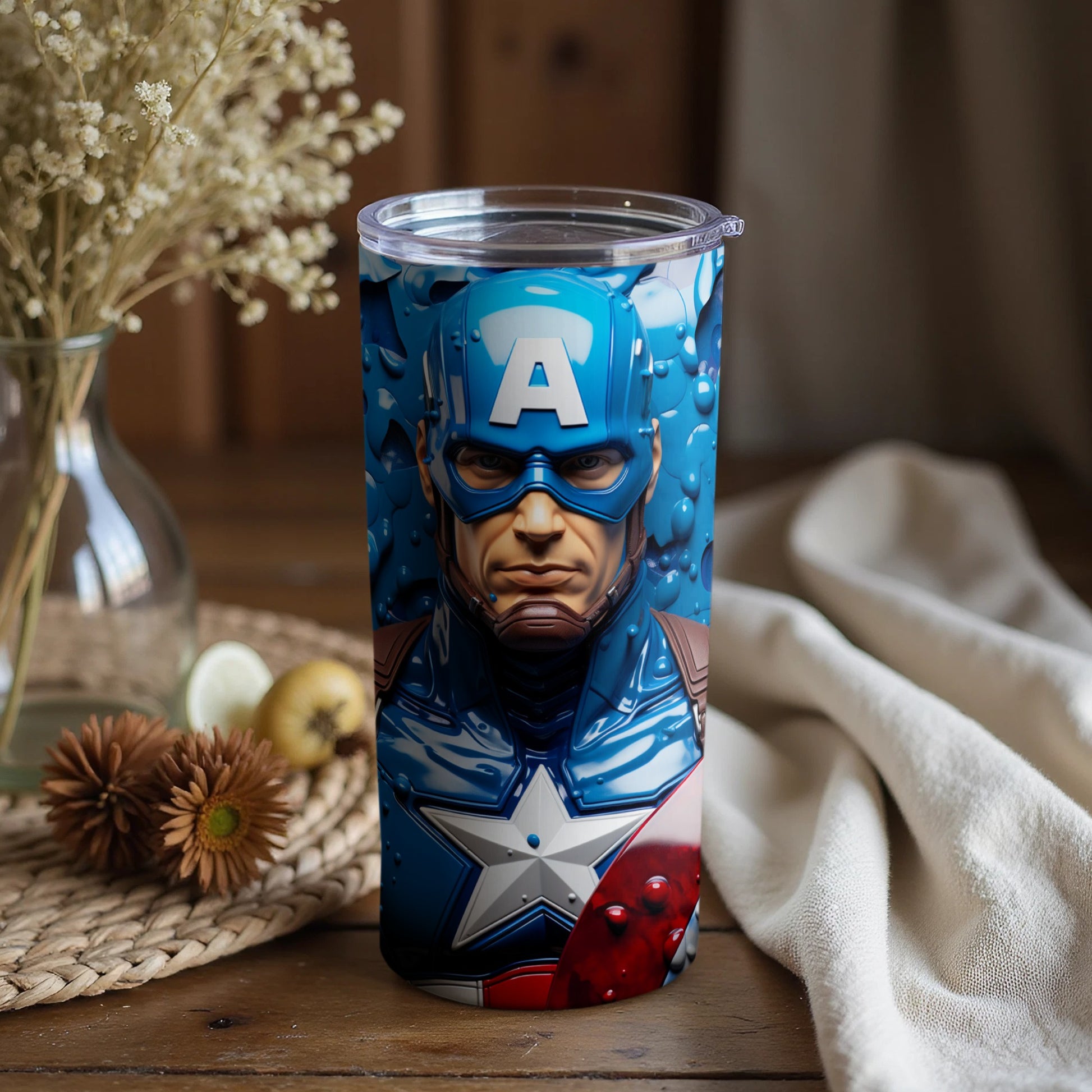 Captain America Heroic Blue Travel Tumbler